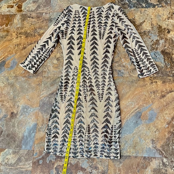 Lulu's Shine On Me Nude and Gunmetal Sequin Bodycon Mini Dress SZ S - Picture 11 of 11